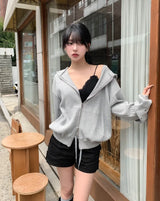 Beck Eyelet Sleeve Waffle Hood Zip-Up