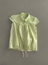 Vintage String Pintuck Shirts - Lime Green