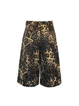 "GO WILD" Low - rise Loose Leopard - print Cropped Cargo Pants