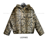 Blurry pattern hooded fur jumper