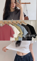 ND Basic Rib Crop Short Sleeve T-shirt (6color)