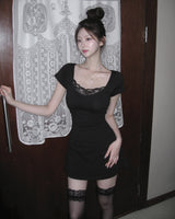 [MADE] Viola Lace Shirred Mini Dress