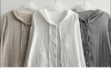 Wanu linen button hooded cardigan