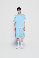 24FW アップリケロゴピグメントショートパンツライトブルー