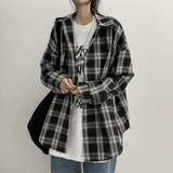 ウッド タータン チェック オーバーサイズ フィット シャツ