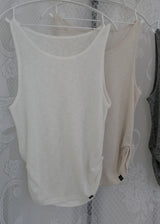 Linen Shirring Sleeveless Top_Beige