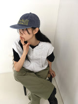 イズオールビンテージレタリングデニムキャンプキャップ