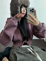 ピグメントハーディークロップドフーディージップアップ ❤🩶🤎 3COLOR