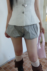 レトロ チェック パフ ブルマー (BEIGE, BLACK 2COLORS!)