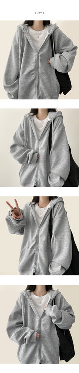 Moss Basic Boxy Hoodie Zip-Up