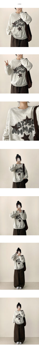 Dien Check Star Pattern Embroidery Sweatshirt