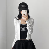  Round Button Long-Sleeved Semi-Crop Cardigan (4 colors)