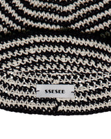 Stripe String Bucket Hat - Black