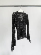 Lace V-neck see-through blouse