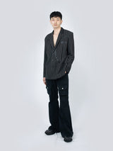 Curved Cargo Flare Pants (Black)