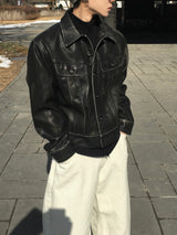 PL Washed Trucker Leather Jacket 2C
