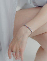 26SS★ Essence Silver (W) 4-Prong Wrap Sapphire Tennis Bracelet 2mm