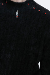 Embellished Padded Shoulder Long Sleeve