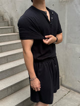 Ocean henley neck short sleeve setup