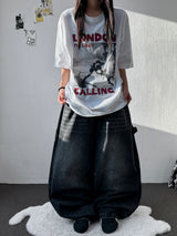 Johnsy Carpenter Balloon Fit Elastic Waist Denim Pants 3color