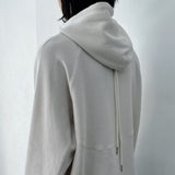 Waffle Knit Double-Zip Button Detail Hooded Jacket