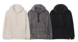 [UNISEX]スノーケーブルフリースロングスリーブフーディー