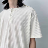 ストラクチャード ショルダーボタン テクスチャード Tシャツ