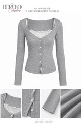 Ria lace layered cardigan long-sleeve  top