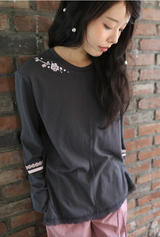 SAILOR COLLAR PRINTING T-SHIRT CHARCOAL