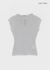 [MADE] Yuti Keyhole Cap Sleeve Short Sleeve Knit Top