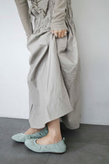 Double Shirred Leather Skirt
