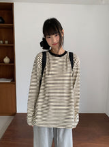 [unisex] Kemppa Stripe Over Round Long Sleeve Tee