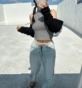 (FALL/WINTER KNIT) ニットストリッピードセミクロッピードレイヤードインナータートルネックタンク- 2 カラー