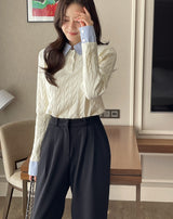 Divet Two Pin Tuck Brushed Span Wide Slacks
