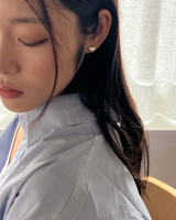 Chiffon heart earring (silver)