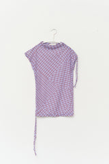 (W) Lisky Checked Shirring Top