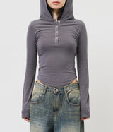 (W) Roa Stud Hooded Top (3color)