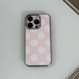 [MADE] silver big dot epoxy bumper case - strawberry milk