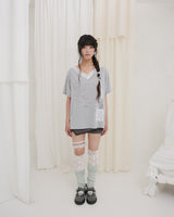 TEA DIARY V-NECK TOP / GREY