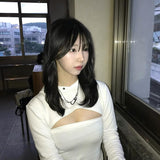 レザーチェーンレイヤードカラビナネックレス