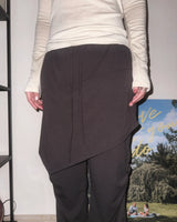 (2color) Diagonal Shirring Bootcut Layered Pants