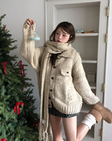 [wool20%] エリーぼかしハンドメイドニットカーディガン