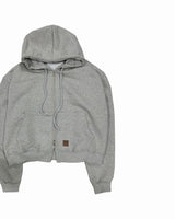 DP Work Patch Crop Hooded Zip-Up (2C)