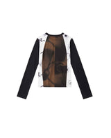 ブロックグラフィック LS Tシャツ _ BROWN