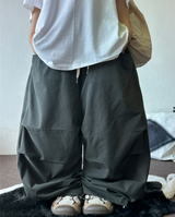 STAR RIVET⭐️🌌✨ STUD POINT BALLOON PARACHUTE OVER LONG LOOSE PANTS 🩵🩶 - 2 COLORS