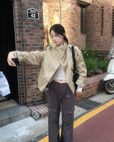 Double button short trench jacket