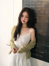 Pure V-neck Button Lace Sleeveless (2color)