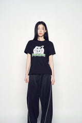 25SS ワンポイントロゴカラーリングワイドトラックパンツ ブラック