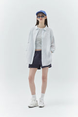 KIRSH PLAIN SEE THROUGH LOOSE FIT SHIRT - SKY 