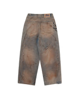 DirtyCoins Stain Disstress Baggy Denim Pants Faded Blue